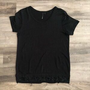 Joes linen black blouse with trim beading